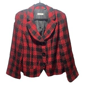 Coldwater Creek Red/Black‎  Buffalo Plaid Jacket Sz 16  Winter Holidays